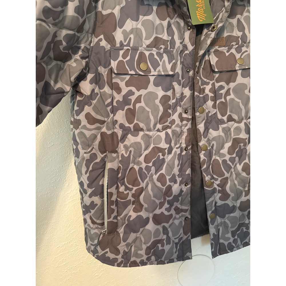 Marsh Wear Mens Camo Quilted Shirt Jacket Grey Brown Large NWT - Picture 4 of 8
